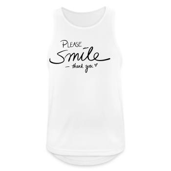 Please smile thank you - Männer Tank Top atmungsaktiv - Weiß - Vorne - Nick (188cm)