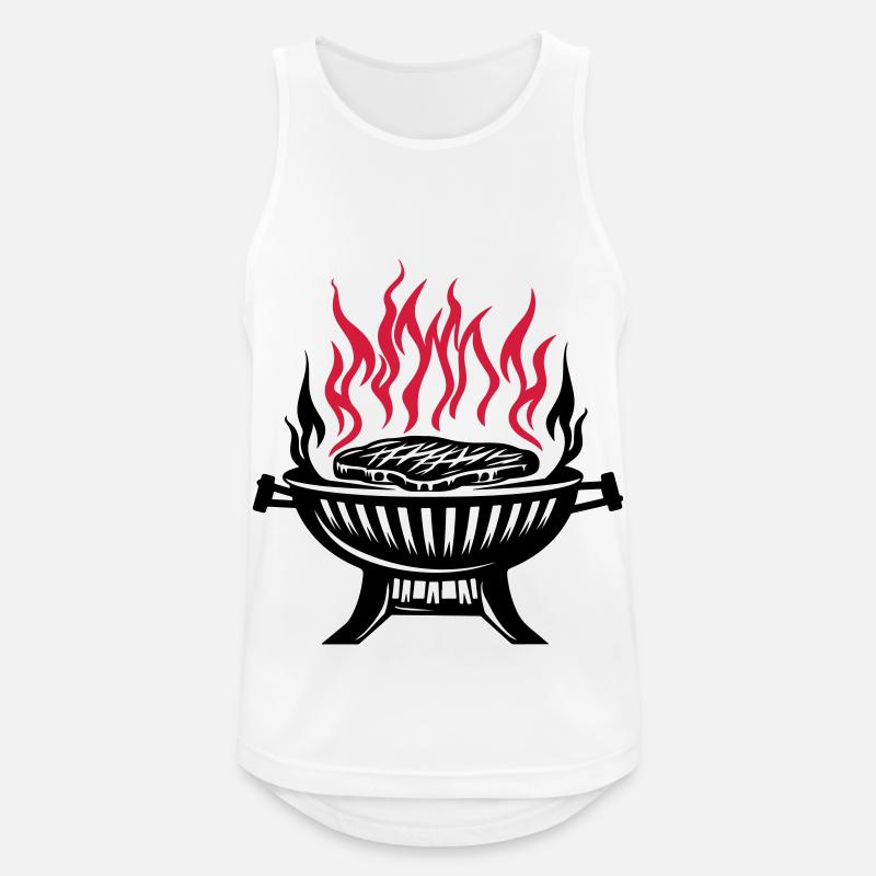 Grill Symbol Feuer Grillen Fleisch - Männer Tank Top atmungsaktiv - Weiß