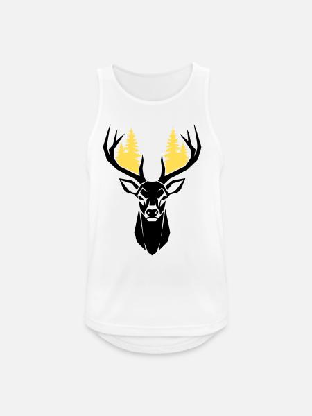 Deer Head Forest Silhouette - Men's Breathable Tank Top - white