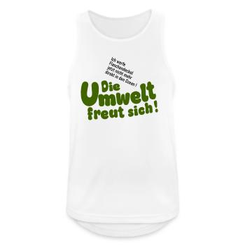 Flaschendeckel - Umwelt freut sich - Männer Tank Top atmungsaktiv - Weiß - Vorne - Nick (188cm)