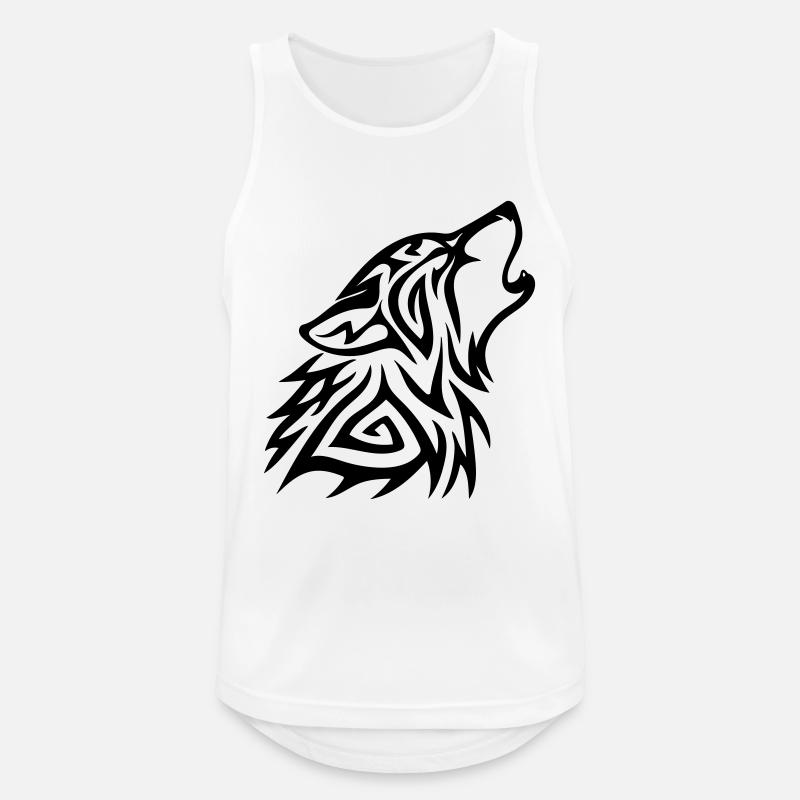 Wolf - Männer Tank Top atmungsaktiv - Weiß