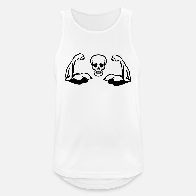 Skull and Muscles, Biceps - Tank top męski oddychający - biały