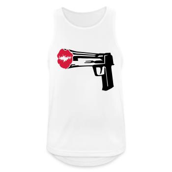 Kiss Pistol - Männer Tank Top atmungsaktiv - Weiß - Vorne - Nick (188cm)