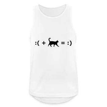 :( + Cat = :) Formula for happiness - Débardeur respirant Homme - blanc - Devant - Nick (188cm)