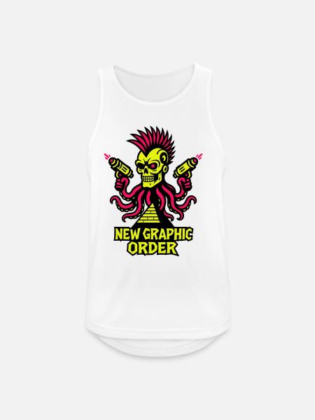 NGO Skull Punk - Männer Tank Top atmungsaktiv - Weiß