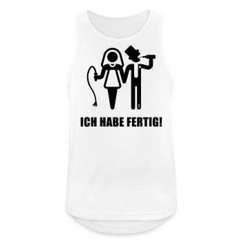 Ich Habe Fertig! (JGA / Peitsche / Bier / Black) - Männer Tank Top atmungsaktiv - Weiß - Vorne - Nick (188cm)