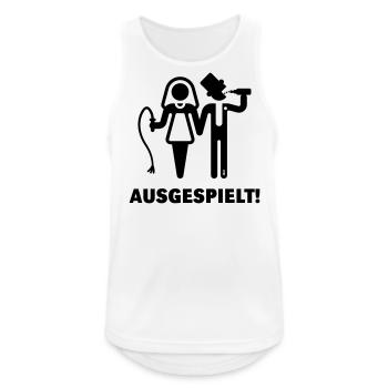Ausgespielt! (JGA / Peitsche / Bier / Black) - Männer Tank Top atmungsaktiv - Weiß - Vorne - Nick (188cm)