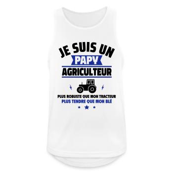 Papy Agriculteur,cadeau fête des grands-pères,papi - Débardeur respirant Homme - blanc - Devant - Nick (188cm)