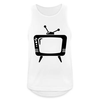 TV - votre texte - télé - Débardeur respirant Homme - blanc - Devant - Nick (188cm)
