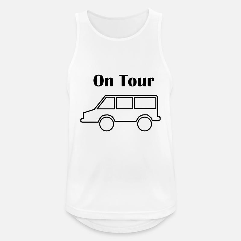 On Tour mit Auto - Männer Tank Top atmungsaktiv - Weiß
