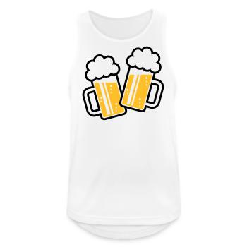 2 Bierkrüge Stoßen An, Prosit! (Bier Maßkrüge 2C) - Männer Tank Top atmungsaktiv - Weiß - Vorne - Nick (188cm)