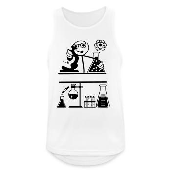 Labor mit Strichmännchen schaut ins Mikroskop - Männer Tank Top atmungsaktiv - Weiß - Vorne - Nick (188cm)