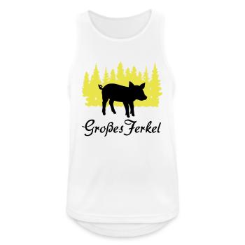 "Großes Ferkel: Frecher Charme" - Männer Tank Top atmungsaktiv - Weiß - Vorne - Nick (188cm)