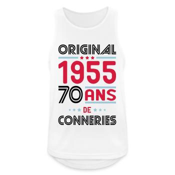 Anniversaire 70 ans - Original 1955 - Conneries - Débardeur respirant Homme - blanc - Devant - Nick (188cm)