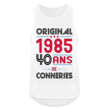 Anniversaire 40 ans - Original 1985 - Conneries - Débardeur respirant Homme - blanc - Devant - Nick (188cm)