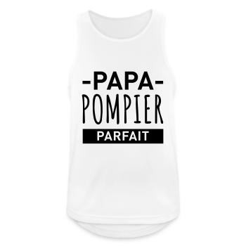 PAPA POMPIER PARFAIT Papa pompier, cadeau père - Débardeur respirant Homme - blanc - Devant - Nick (188cm)