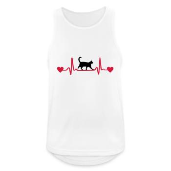 Cat & Heartbeat, Heart - Débardeur respirant Homme - blanc - Devant - Nick (188cm)