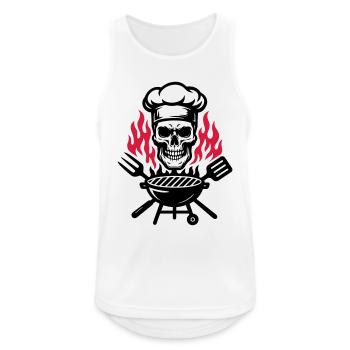 Grill Skull Chef Grilling - Men's Breathable Tank Top - white - Front - Nick (188cm)