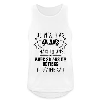 40 ans anniversaire - Débardeur respirant Homme - blanc - Devant - Nick (188cm)