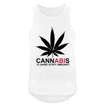 ABIMOTTO - CannABIs - 12 JAHRE STOFF UMSONST! - - Männer Tank Top atmungsaktiv - Weiß - Vorne - Nick (188cm)