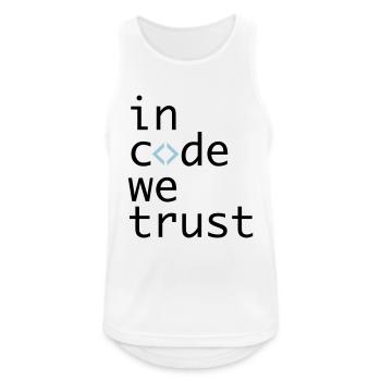 in code we trust, developer, coder - Männer Tank Top atmungsaktiv - Weiß - Vorne - Nick (188cm)