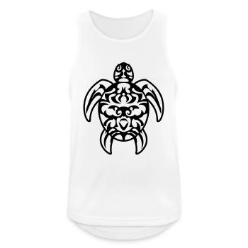 Schildkröte Tribal Tattoo im polynesischen Maori - Männer Tank Top atmungsaktiv - Weiß - Vorne - Nick (188cm)