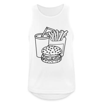plat cheeseburger hamburger frites boisson boisson - Débardeur respirant Homme - blanc - Devant - Nick (188cm)