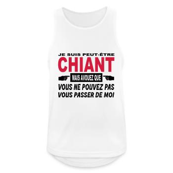 Phrase Drôle Je suis chiant / Humour - Débardeur respirant Homme - blanc - Devant - Nick (188cm)