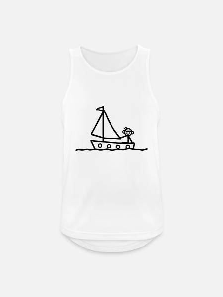Strichmännchen im Boot - segeln - Männer Tank Top atmungsaktiv - Weiß