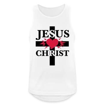 Jesus Christ / Heart & Cross - Männer Tank Top atmungsaktiv - Weiß - Vorne - Nick (188cm)