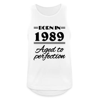 Born in 1989 Aged to perfection - Männer Tank Top atmungsaktiv - Weiß - Vorne - Nick (188cm)