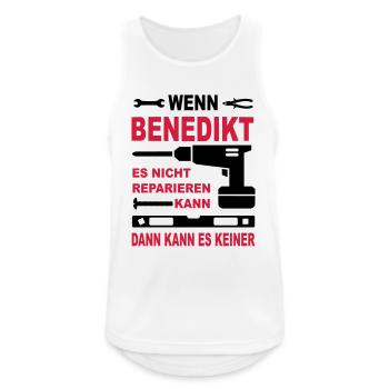 Name Geschenk Namenstag BENEDIKT - Männer Tank Top atmungsaktiv - Weiß - Vorne - Nick (188cm)