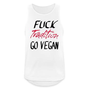 FUCK Tradition GO VEGAN - Débardeur respirant Homme - blanc - Devant - Nick (188cm)