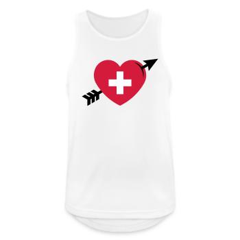 Herz Mit Schweizerkreuz Und Pfeil (Schweiz / 3C) - Männer Tank Top atmungsaktiv - Weiß - Vorne - Nick (188cm)