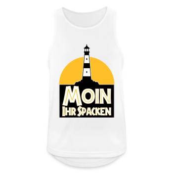 Farben änderbar | Moin Ihr Spacken - Männer Tank Top atmungsaktiv - Weiß - Vorne - Nick (188cm)