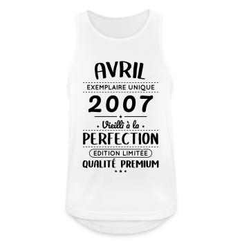 Anniversaire 18 ans - Avril 2007 Perfection - Débardeur respirant Homme - blanc - Devant - Nick (188cm)