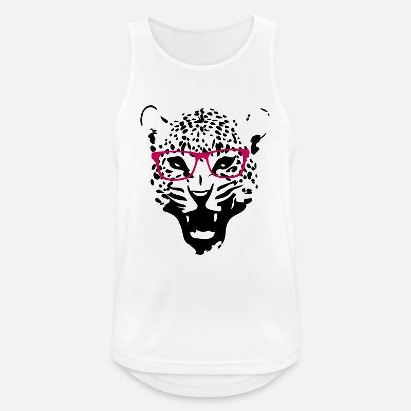 Leopard Nerd Brille 2c - Männer Tank Top atmungsaktiv - Weiß