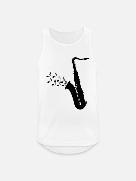 Saxofon - Männer Tank Top atmungsaktiv - Weiß