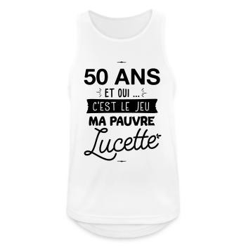 50 ans c'est le jeu ma pauvre Lucette - Débardeur respirant Homme - blanc - Devant - Nick (188cm)
