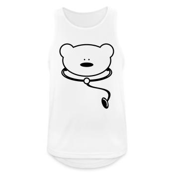 Lustiger Teddybär mit Stethoskop - Männer Tank Top atmungsaktiv - Weiß - Vorne - Nick (188cm)
