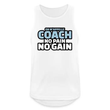 on m'appelle coach no pain no gain - Débardeur respirant Homme - blanc - Devant - Nick (188cm)