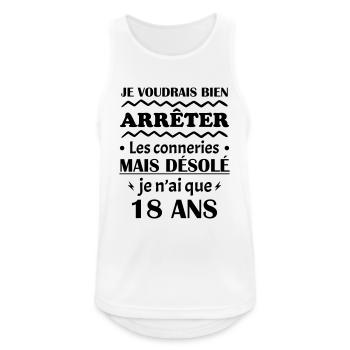je voudrais bien 18, cadeau d'anniversaire 18 ans - Débardeur respirant Homme - blanc - Devant - Nick (188cm)