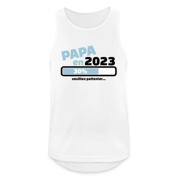 papa en 2023 veuillez patienter - futur papa - Débardeur respirant Homme - blanc - Devant - Nick (188cm)