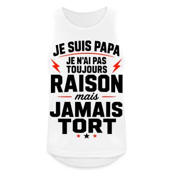 Papa jamais tort humour cadeau fête des pères - Débardeur respirant Homme - blanc - Devant - Nick (188cm)