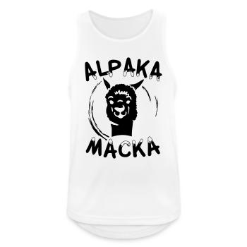 Alpaka Macka - Lama Macke - Designfarbe Wählbar - Männer Tank Top atmungsaktiv - Weiß - Vorne - Nick (188cm)
