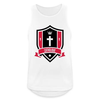 Christlich / Christ / Katholisch / Religion - Männer Tank Top atmungsaktiv - Weiß - Vorne - Nick (188cm)