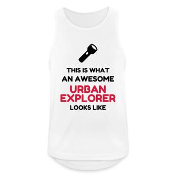 Urbex / Urban Exploration Explorer Cataphile - Männer Tank Top atmungsaktiv - Weiß - Vorne - Nick (188cm)