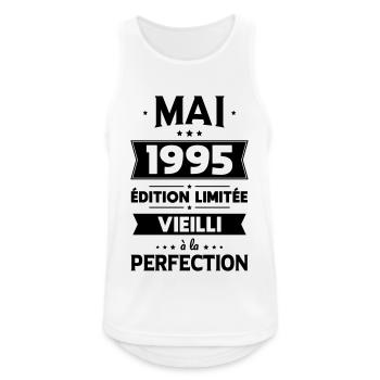 Anniversaire 30 ans - Mai 1995 Perfection - Débardeur respirant Homme - blanc - Devant - Nick (188cm)