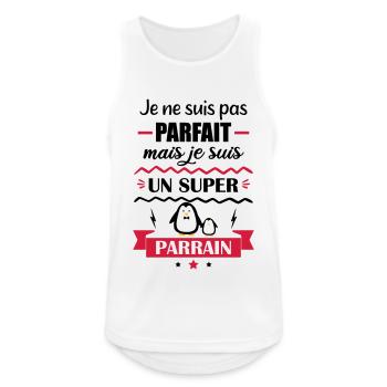 Pas parfait mais super parrain, cadeau parrain - Débardeur respirant Homme - blanc - Devant - Nick (188cm)