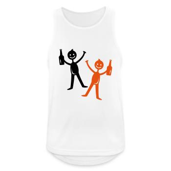 Bier Trinken Strichmännchen - Männer Tank Top atmungsaktiv - Weiß - Vorne - Nick (188cm)